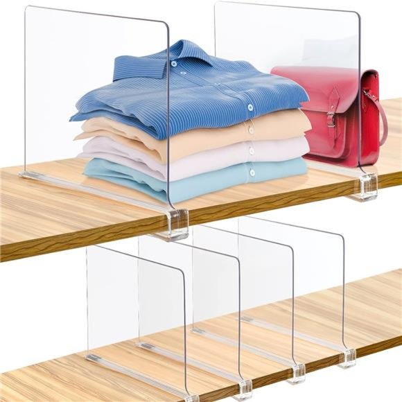Acrylic Shelf Dividers, Clear Shelf Divider for Closets, Plastic Shelve Divider - Picture 1 of 6